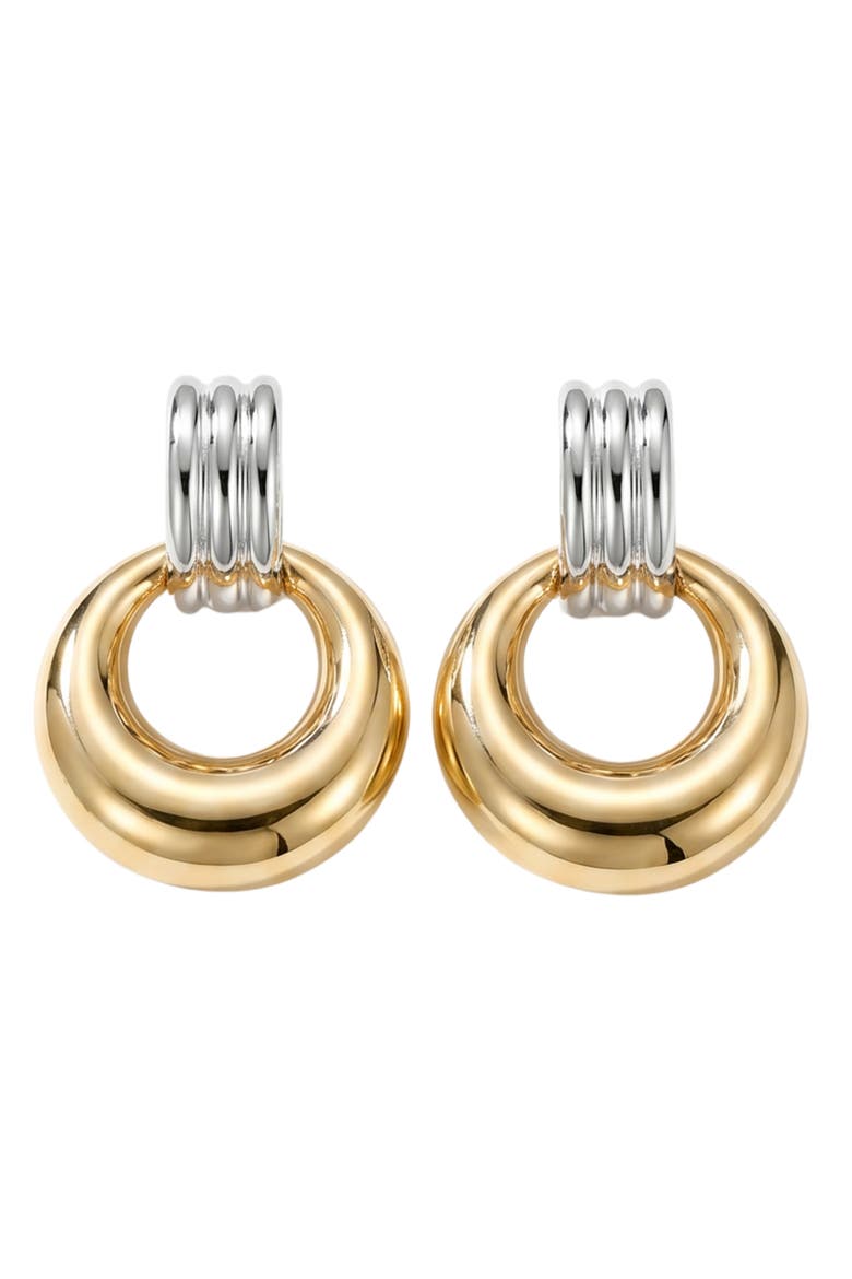 Ribbed Two-Tone Drop Earrings, Main, color, GOLD/ SILVER