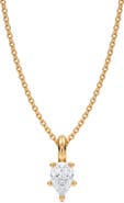 ALLUREZ Pear Solitaire Lab Diamond Pendant Necklace 14K 0.50ct