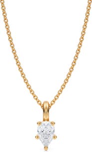 ALLUREZ Pear Solitaire Lab Diamond Pendant Necklace 14K 0.50ct