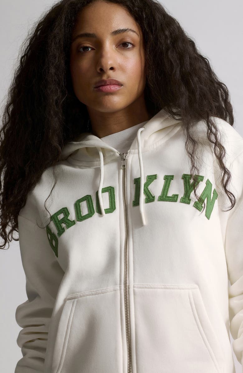 Brooklyn Industries Logo Front Zip Hoodie, Alternate, color, White