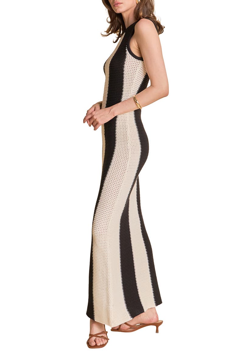 Vertical Stripe Maxi Dress, Alternate, color, BLACK/ WHITE