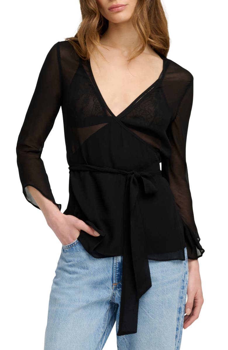 Favorite Daughter The Ethereal Mixed Media Faux Wrap Top, Main, color, 