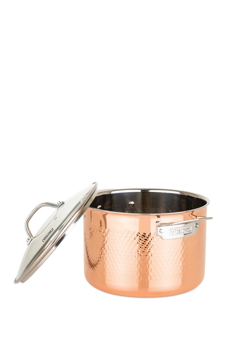 Copper Clad 3-Ply Hammered 10-Piece Cookware Set, Alternate, color, COPPER