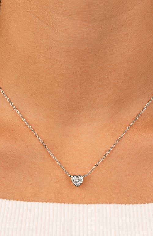 Sterling Forever Heart Bezel Pendant Necklace In Metallic