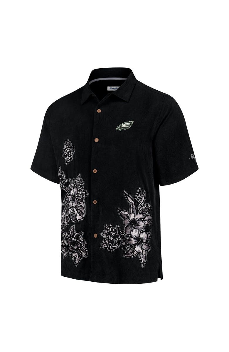 Tommy Bahama Men's Tommy Bahama Black Philadelphia Eagles Hibiscus Camp Button-Up Shirt, Alternate, color, Black