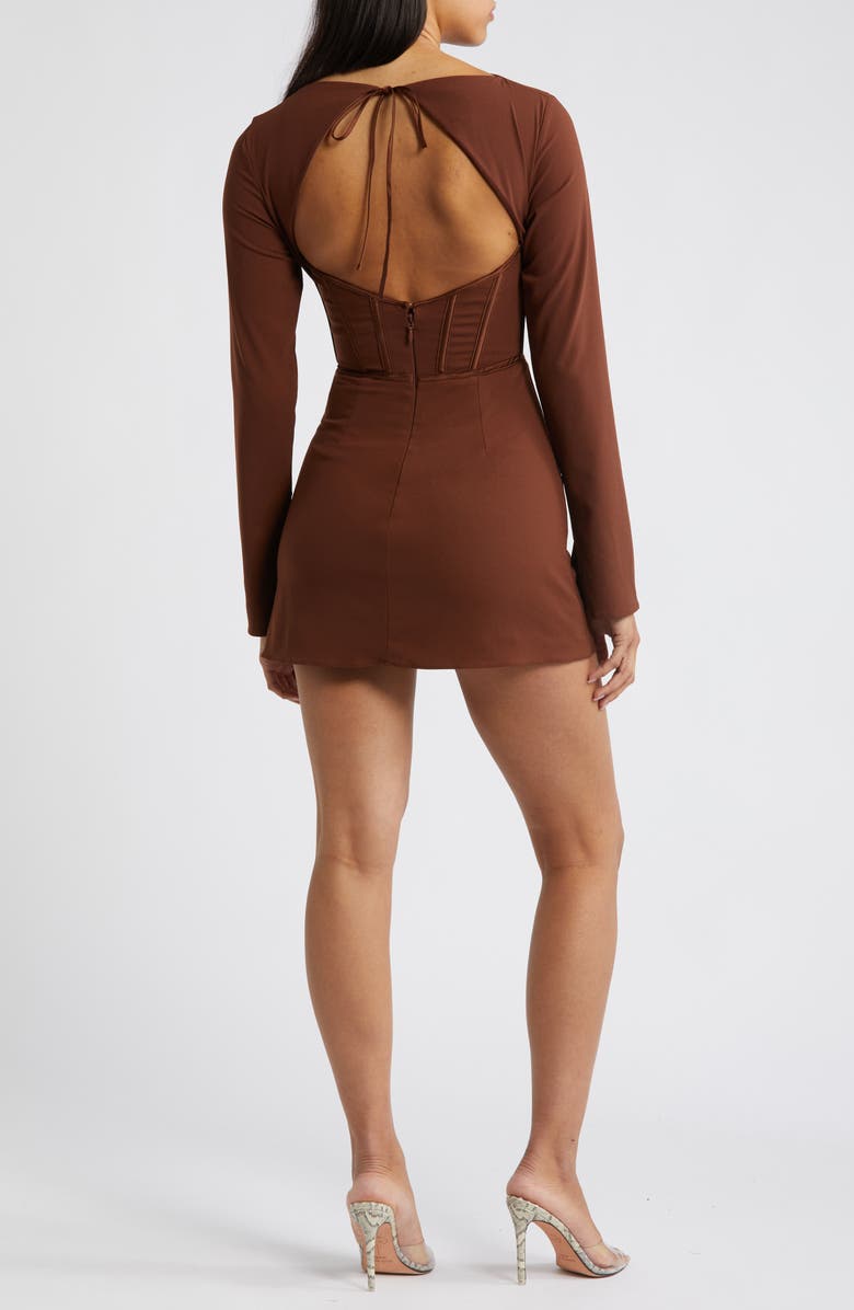 Mistress Rocks Long Sleeve Corset Minidress, Alternate, color, Cocoa