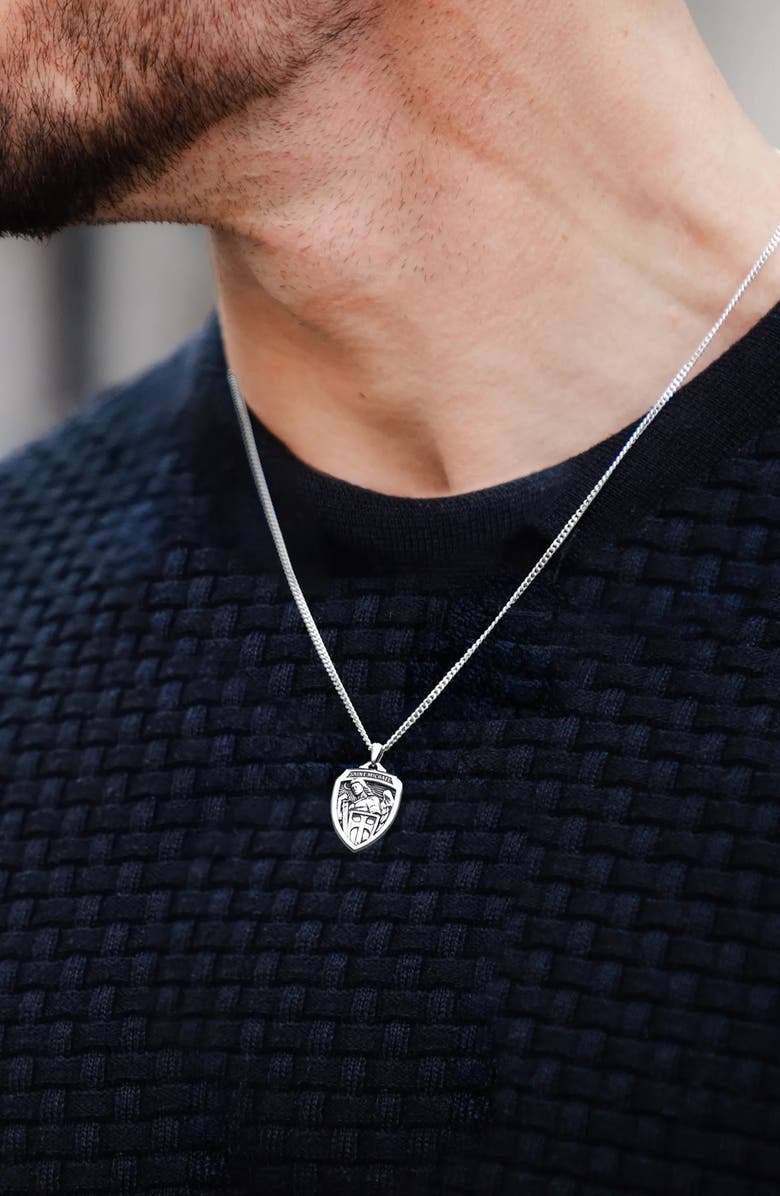 Vincero Men's St. Michael Shield Pendant Necklace, Alternate, color, Silver