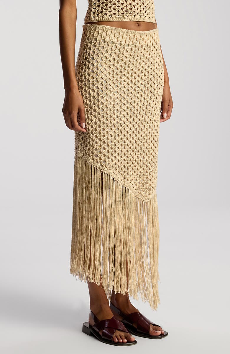 A.L.C. Leona Asymmetric Fringe Crochet Skirt, Alternate, color,