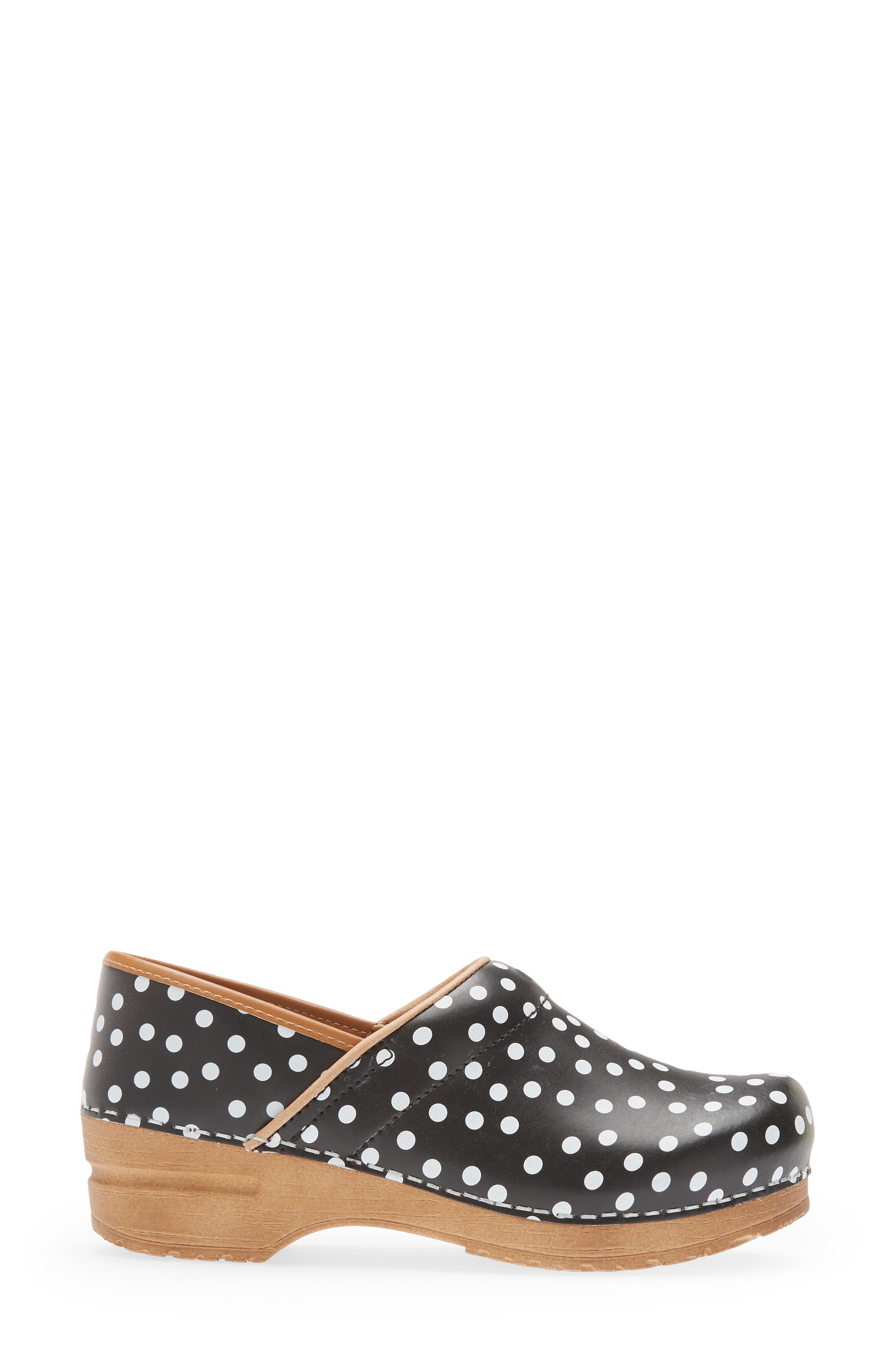 Sanita Roxbury Polka Dot Clog, Alternate, color, Black