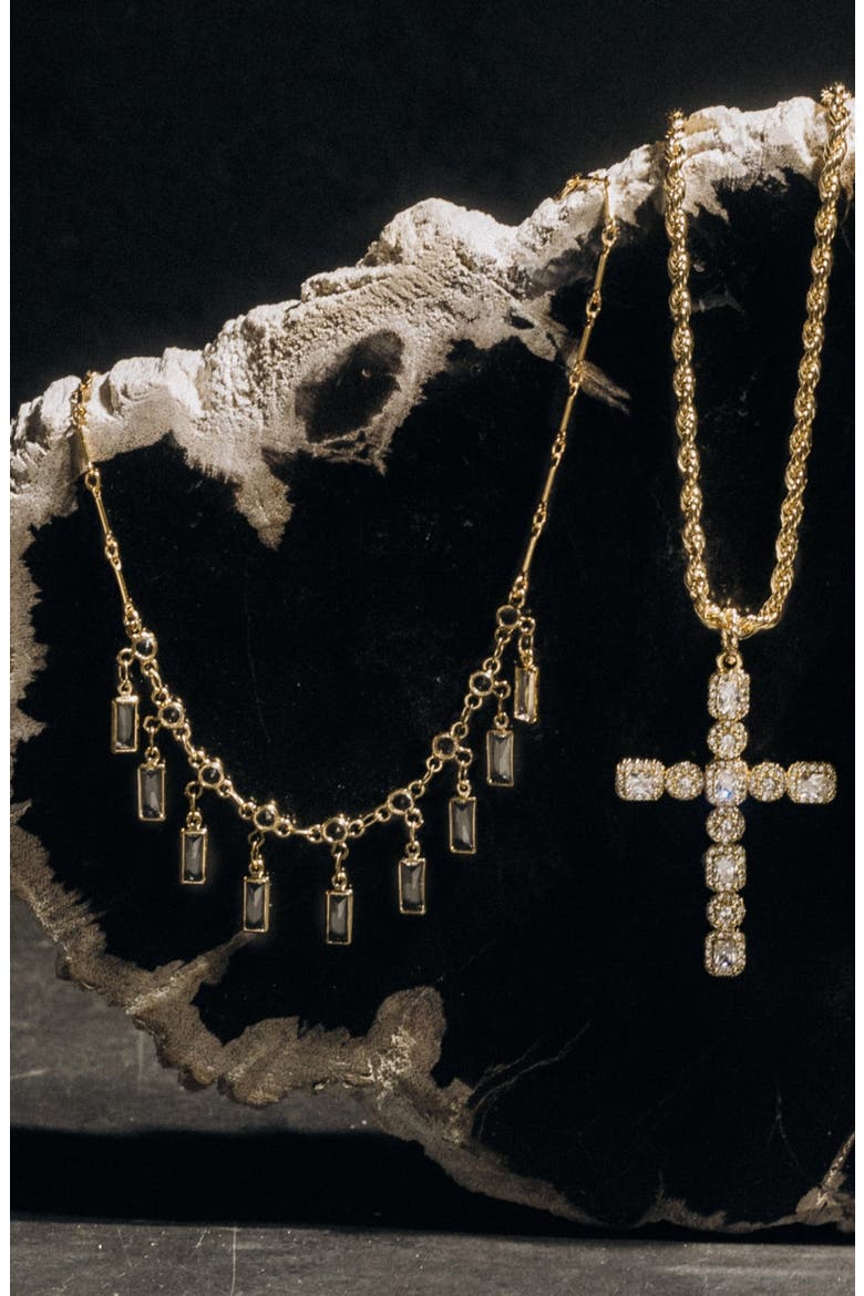 Daphne Cubic Zirconia Necklace, Alternate, color, GOLD