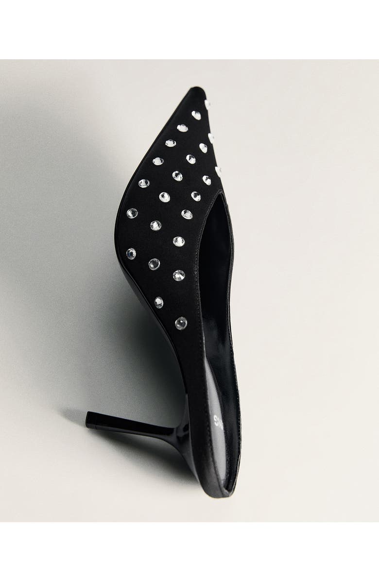 MANGO Crystal Pointed Toe Mule, Alternate, color, Black