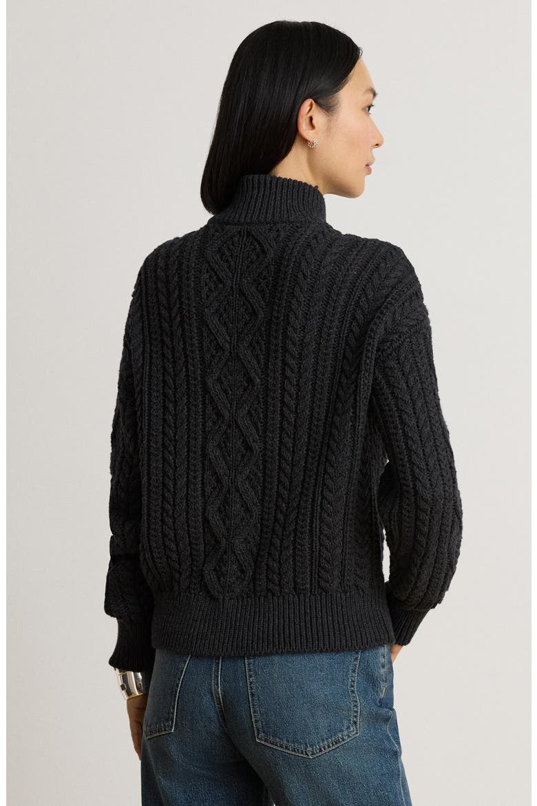 Deklyn Cable Knit Quarter Zip Cotton Sweater, Alternate, color, GREY