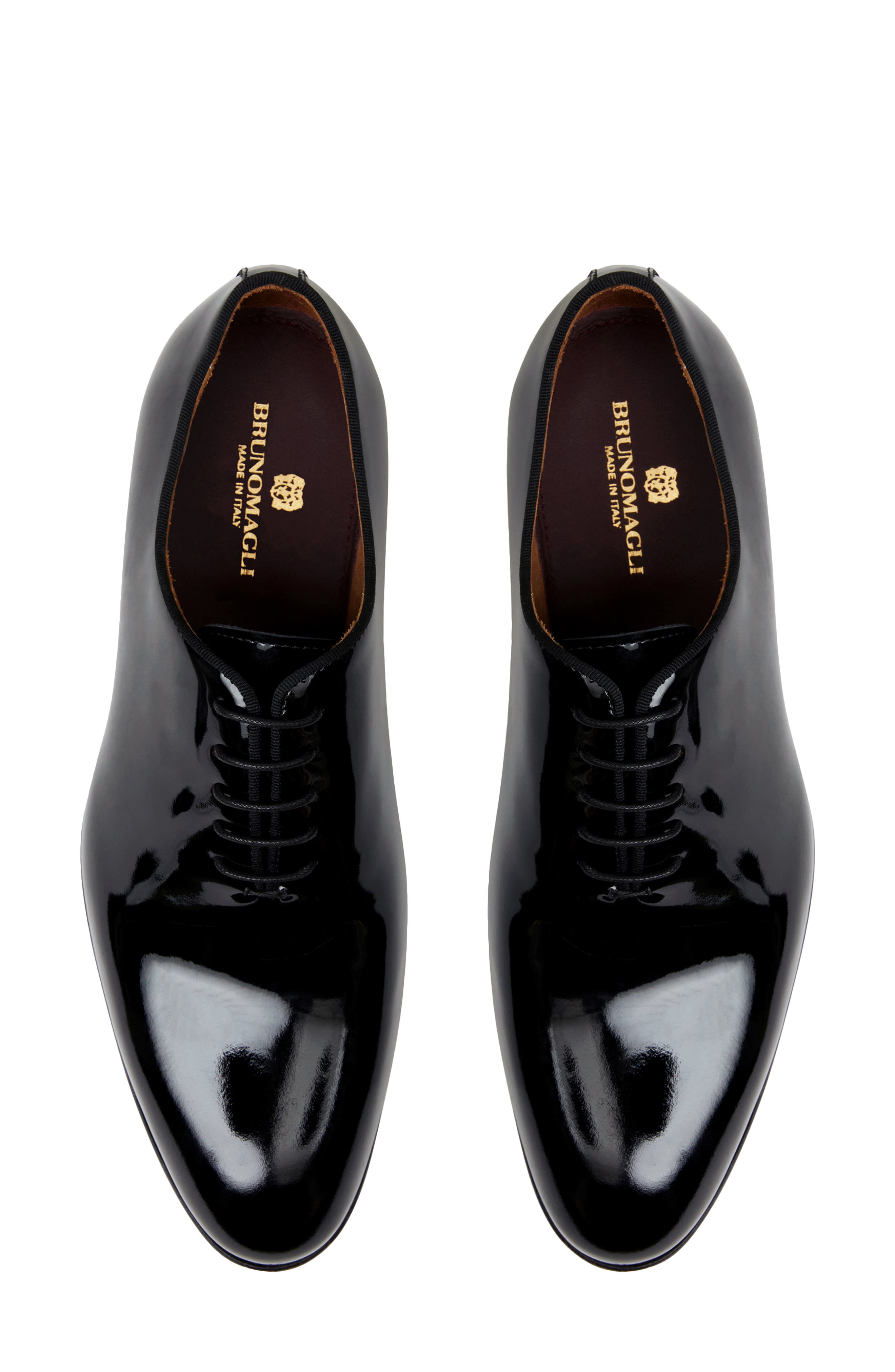 Bruno Magli Angelo Wholecut Tuxedo Shoe, Alternate, color, Black Patent