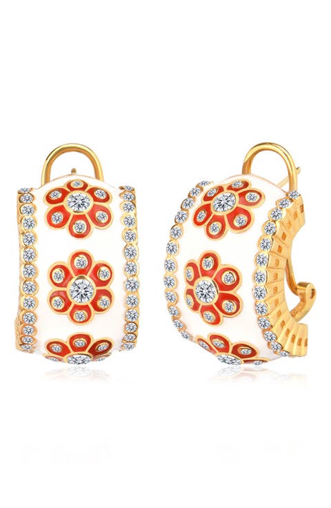 Cherry Blossom Half Huggie Hoop Earrings