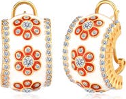 GABI RIELLE Cherry Blossom Half Huggie Hoop Earrings