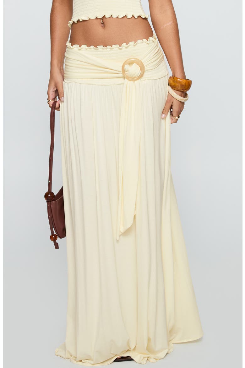Orbit Smocked Waist Maxi Skirt, Main, color, CREAM