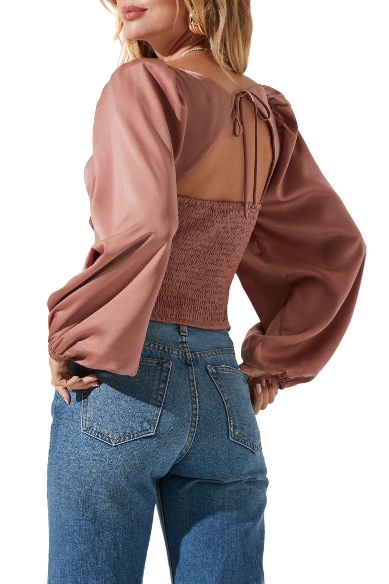 Milkmaid Tie Back Blouse, Alternate, color, DARK BLUSH