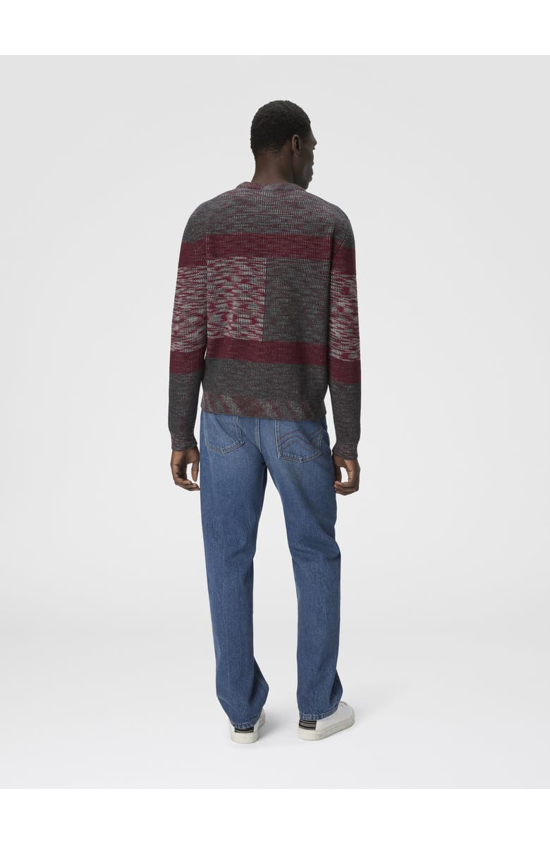 Missoni Crew Neck Sweater With Check Pattern, Alternate, color, Grey & Burgundy