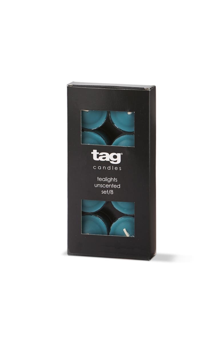 tag Color Studio Tealight Candles Set of 8 Smokeless Teal, Alternate, color, Blue