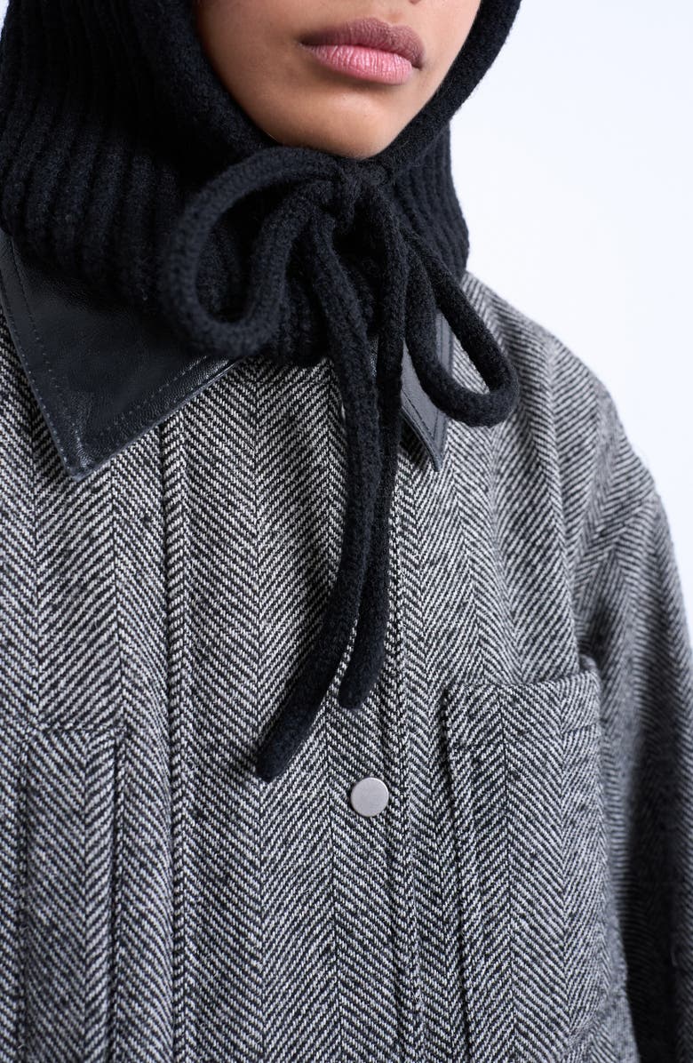 Topshop Hero Rib Balaclava, Alternate, color, Black