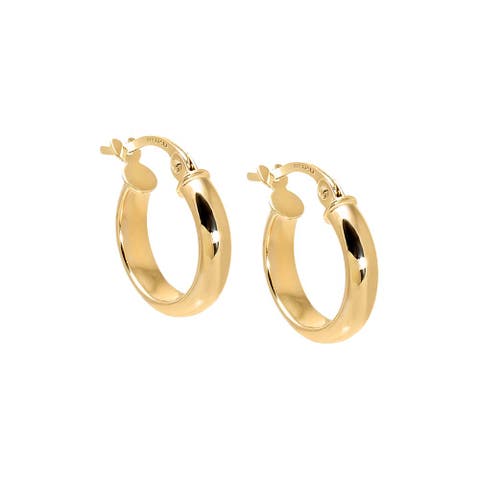 Solid Tube Hoop Earring 14K