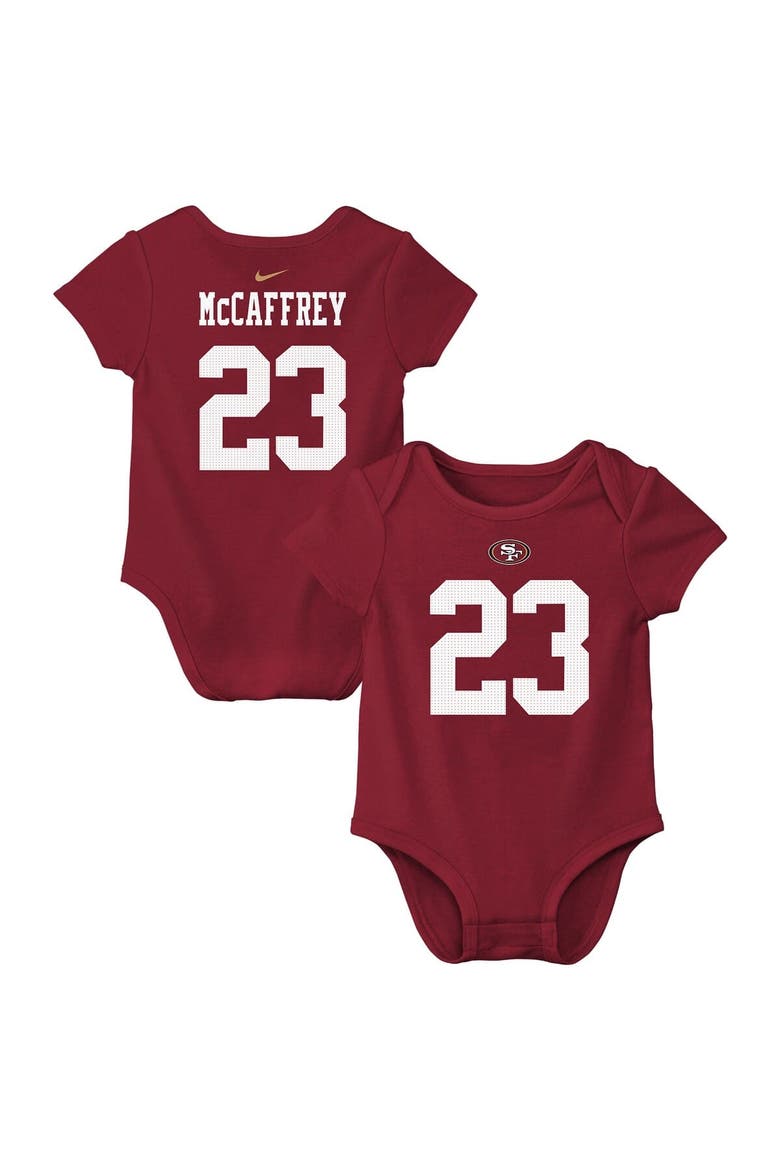 Newborn & Infant Nike Christian McCaffrey Scarlet San Francisco 49ers Player Name & Number Bodysuit, Main, color, Scarlet