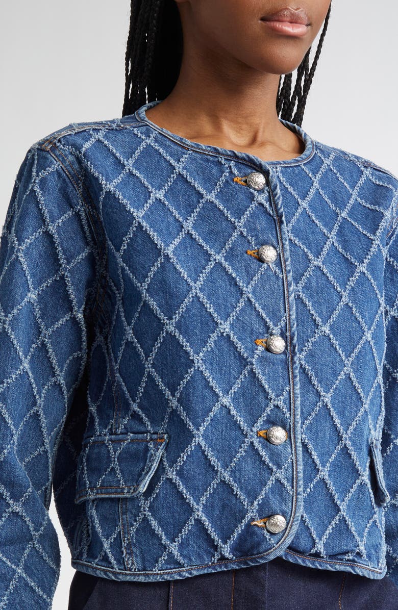 Veronica Beard Nolita Diamond Pattern Denim Jacket, Alternate, color, 