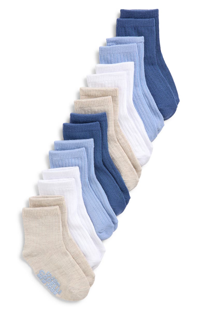 Capelli New York Assorted 8-Pack Rib Grippy Crew Socks, Main, color, Blue Combo