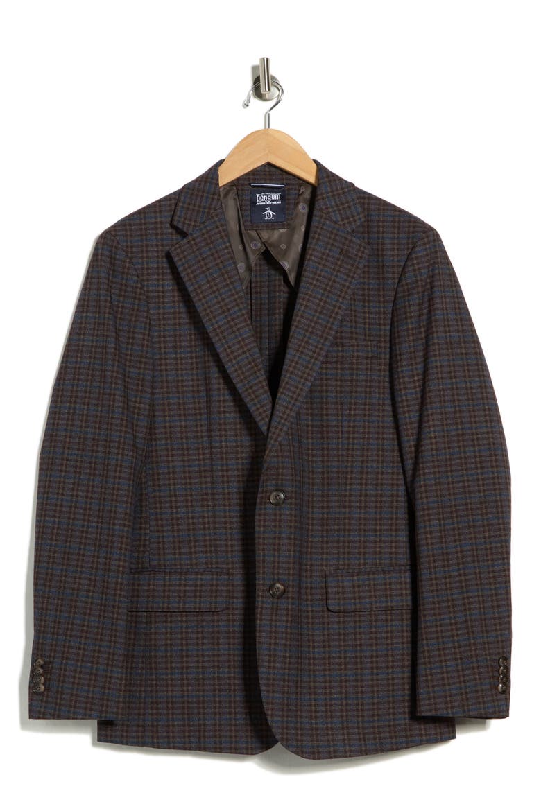 Plaid Two-Button Sport Coat, Alternate, color, BROWN/ BLUE