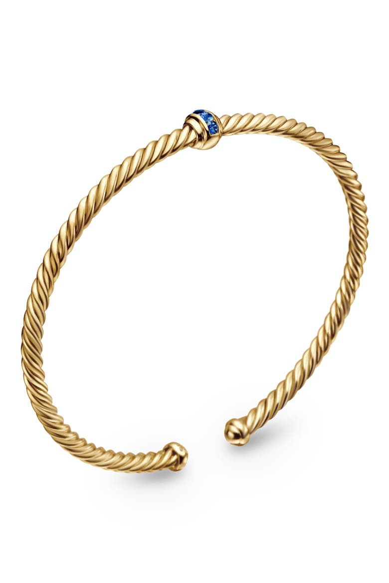 Classic Cablespira® Station Bracelet in 18K Yellow Gold with Pavé Semiprecious Stones, 3mm, Alternate, color, 18K YELLOW GOLD
