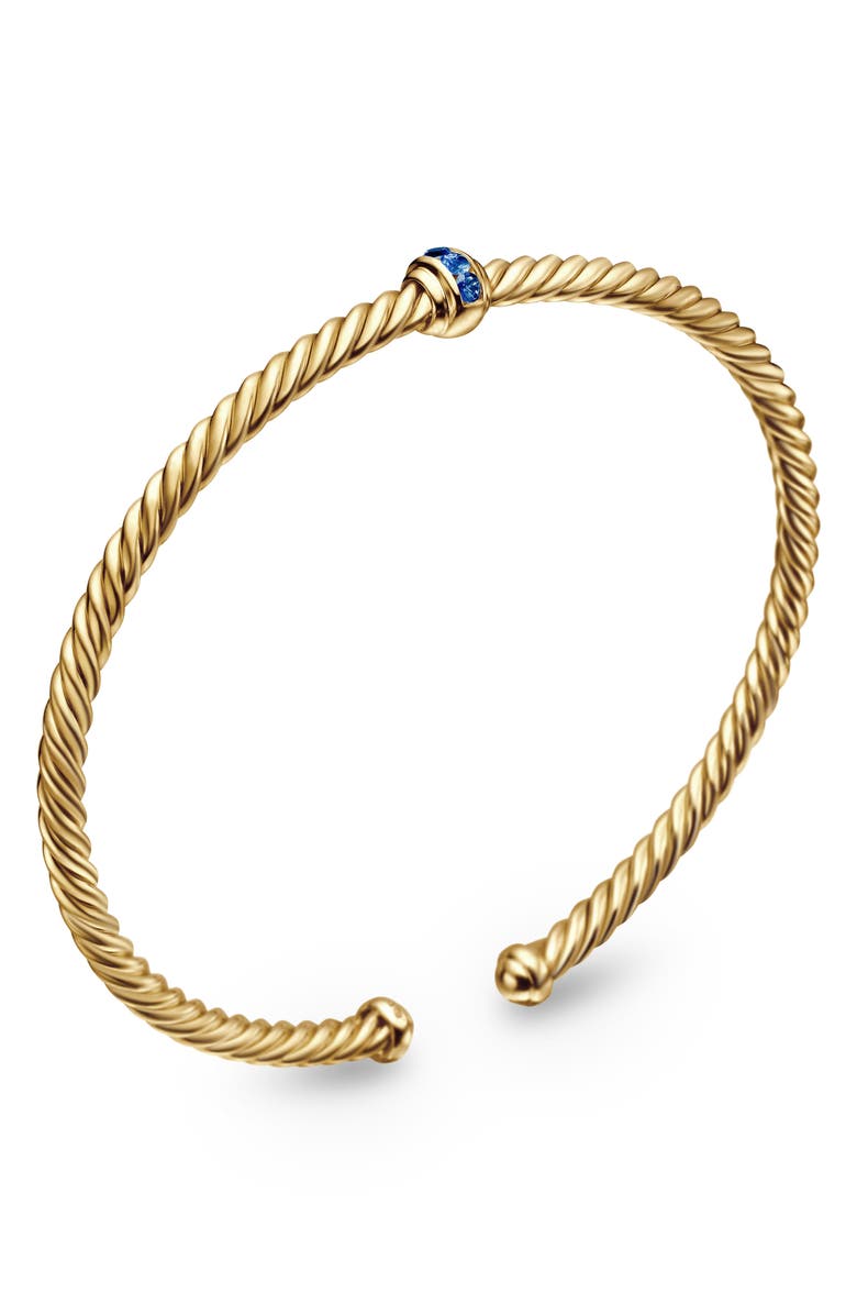 David Yurman Classic Cablespira<sup>®</sup> Station Bracelet in 18K Yellow Gold with Pavé Semiprecious Stones, 3mm, Alternate, color, 18K Yellow Gold