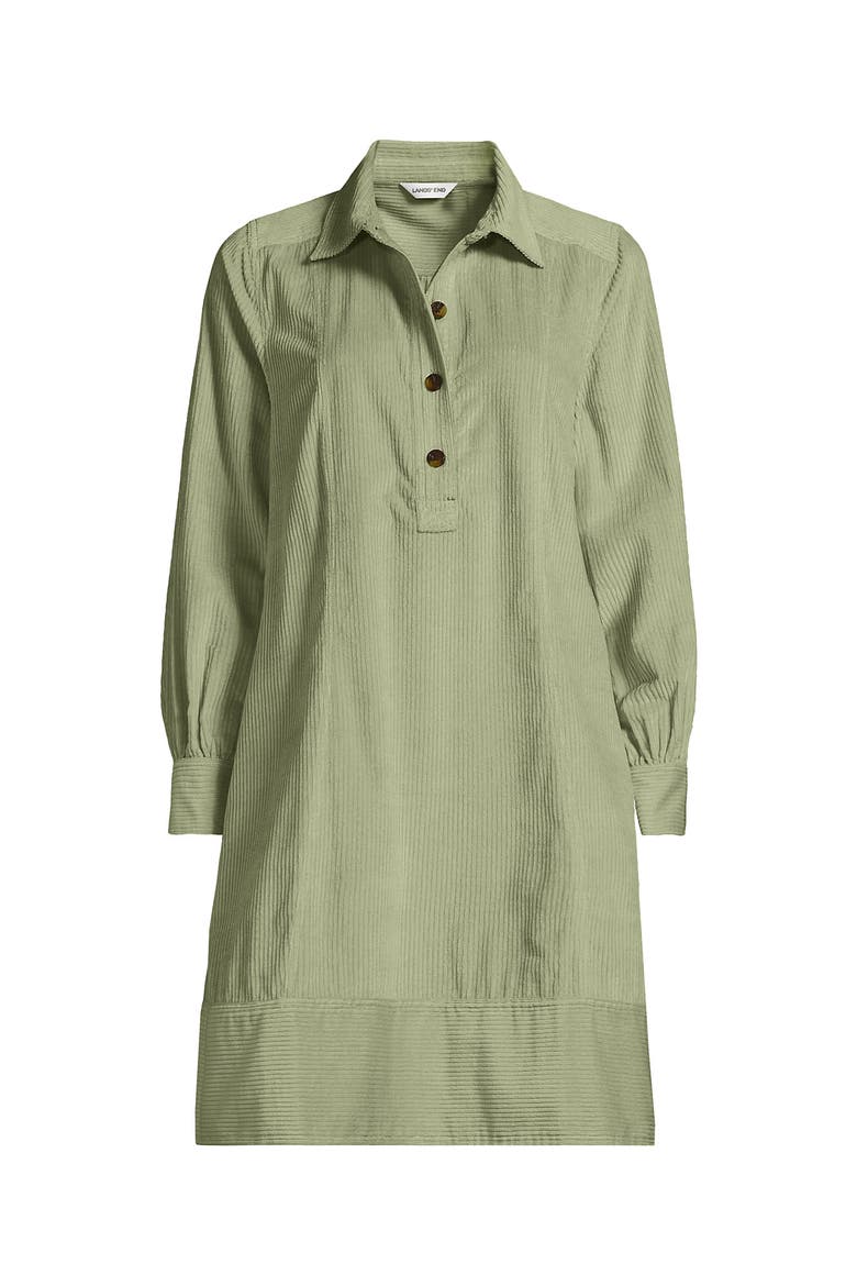 Wide Wale Cord Popover Long Sleeve Shirt Dress, Alternate, color, Hawthorne Green