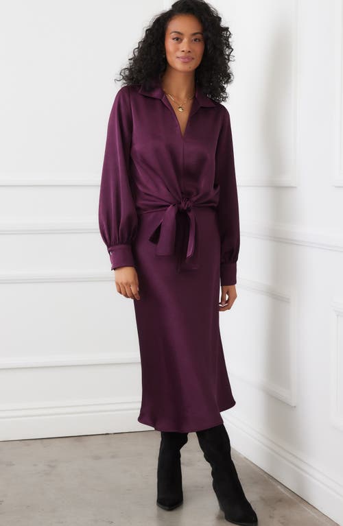 Karen Kane Bias Cut Satin Midi Skirt In Purple