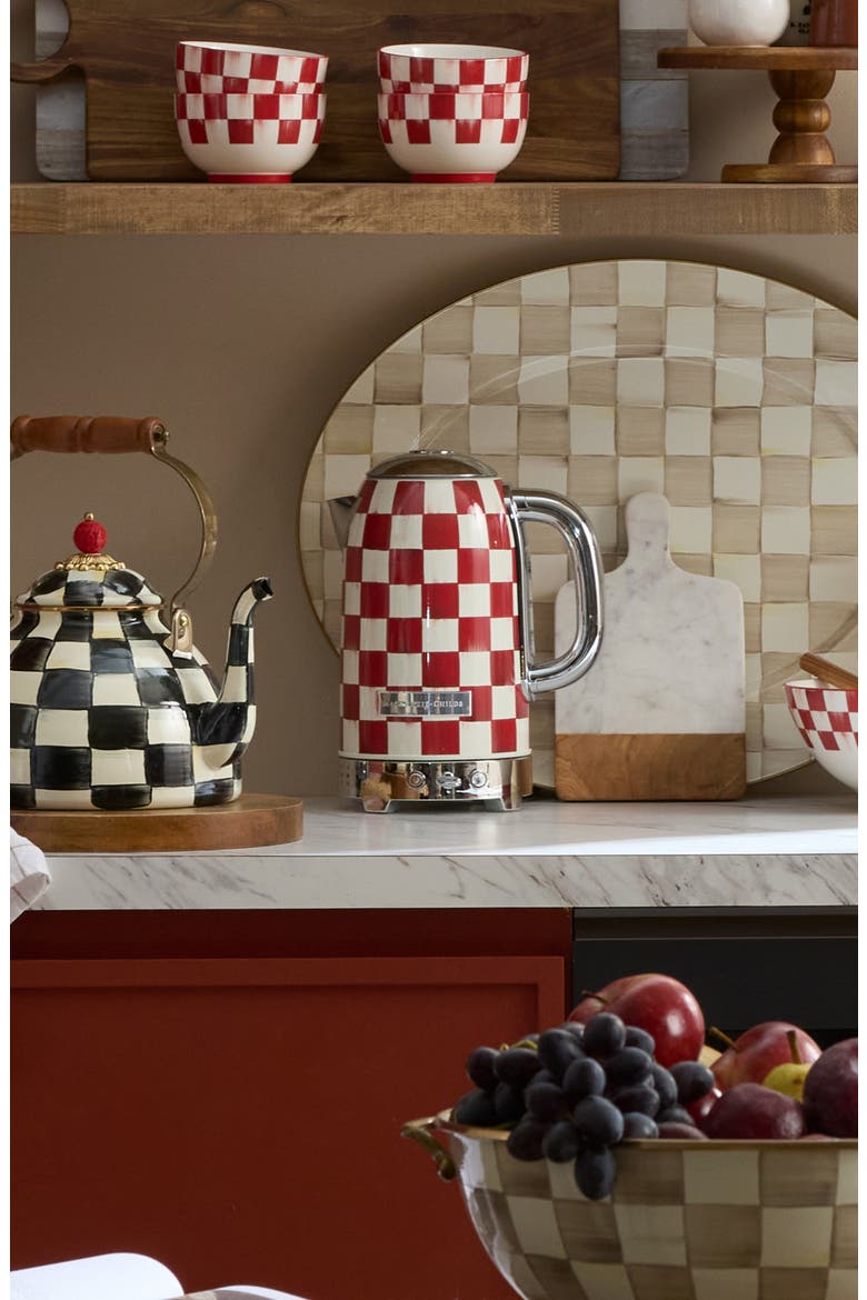 Red Check Electric Kettle, Alternate, color, RED
