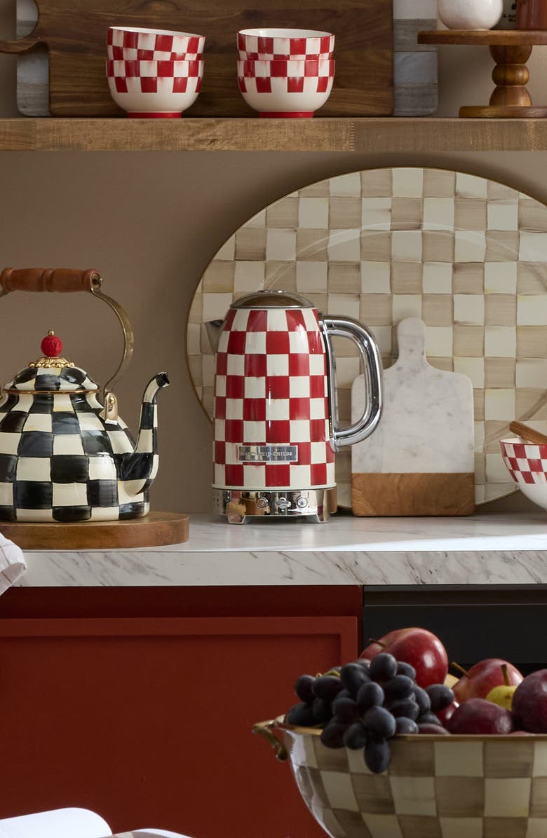 MACKENZIE CHILDS Red Check Electric Kettle, Alternate, color, Red