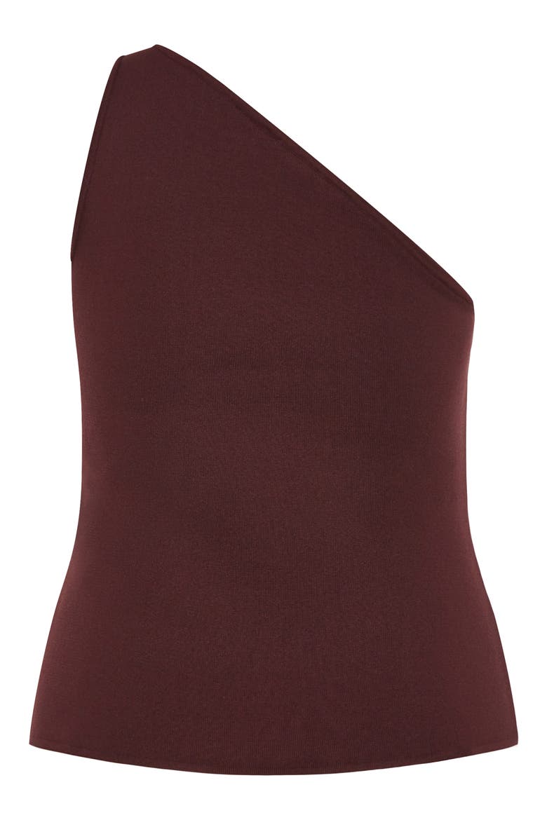 Louisa One-Shoulder Knit Tank, Alternate, color, CHOCOLATE