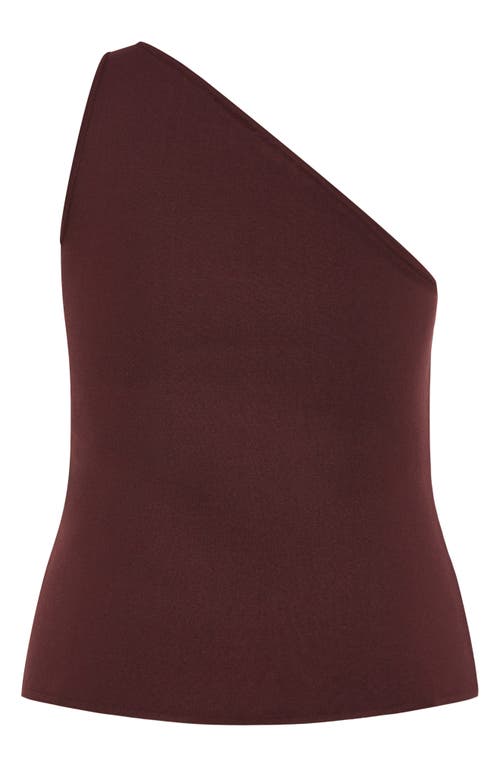 City Chic Louisa One-shoulder Knit Tank In Burgundy