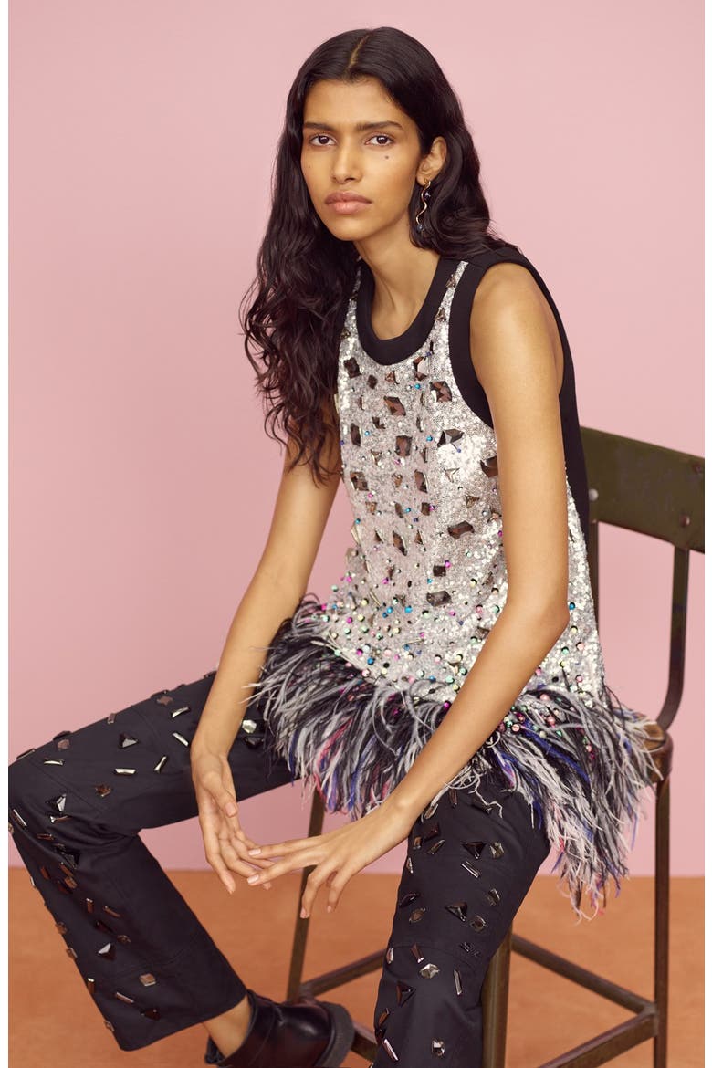 Embellished Tunic, Alternate, color, SILVER