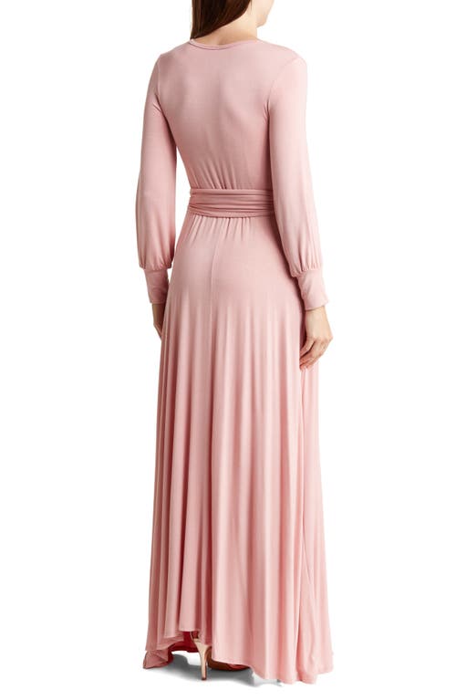 Go Couture Long Sleeve Faux Wrap Maxi Dress In Pink