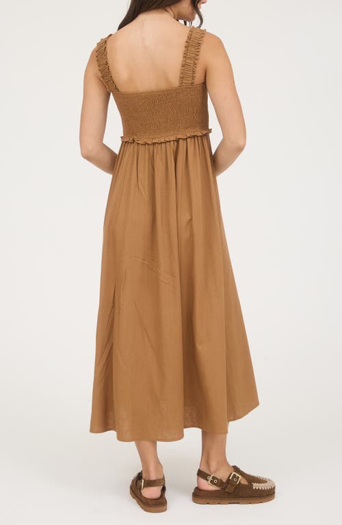 Blu Pepper Smocked Midi Sundress In Brown