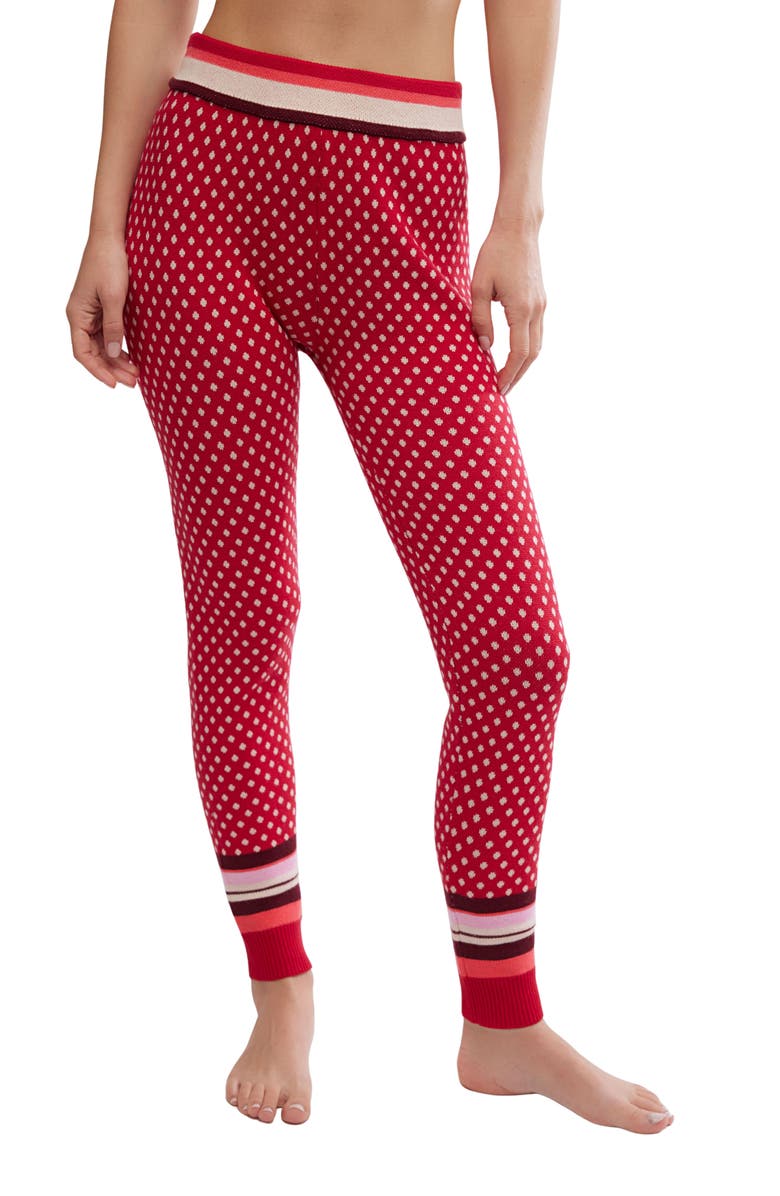 Free People Falala Fair Isle Leggings, Main, color, Red Peppermint Dot