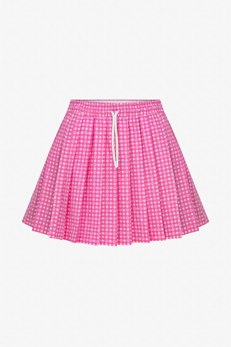 Sweetheart Gingham Pleated Mini Skirt, Alternate, color, Pink