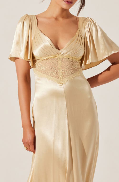 ASTR ASTR THE LABEL AURELIA FLUTTER SLEEVE LACE & SATIN DRESS 