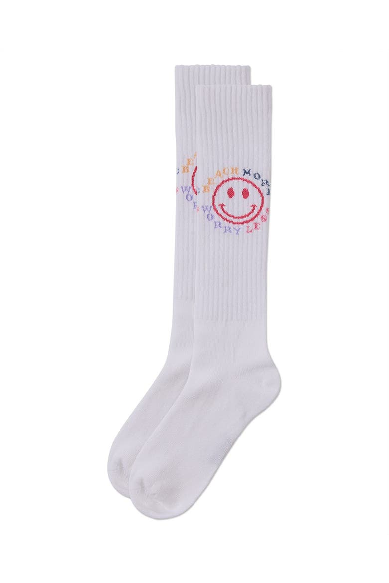 Ribbed Beach More, Worry Less Knee Sock, Alternate, color, White