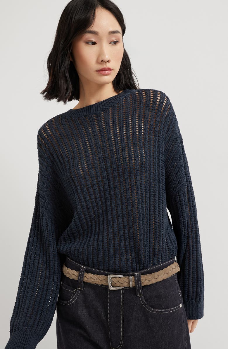 Brunello Cucinelli Ribbed openwork sweater, Alternate, color, 