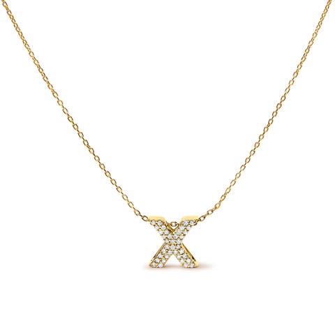 10K Gold Diamond Accent "A-Z" Initial Bubble Pendant Necklace