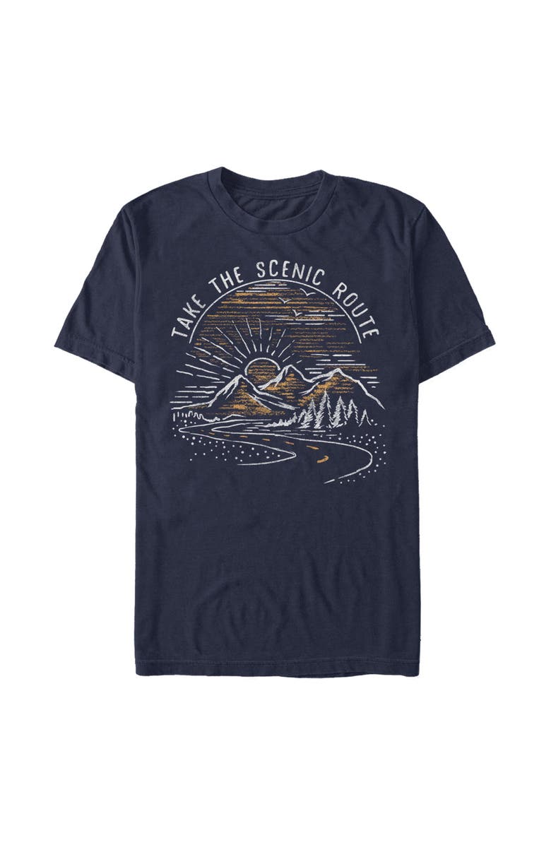 Lost Gods Men's Lost Gods Take the Scenic Route Road  Graphic T-Shirt, Main, color, Navy Blue