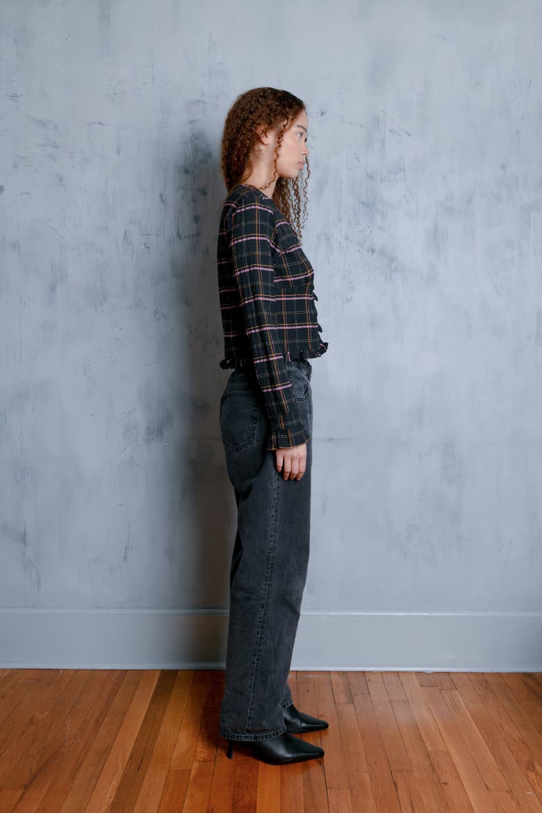 Amelia Ruffle Detail Button Down Top, Alternate, color, Viv Plaid