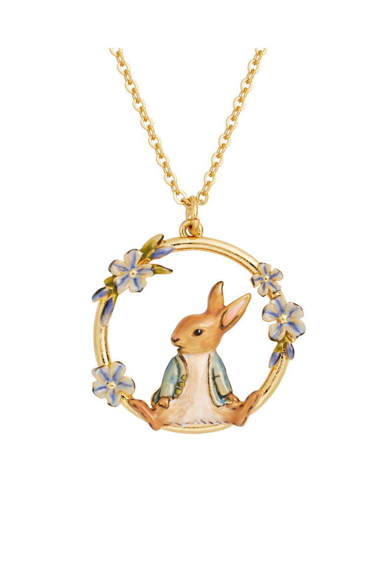 x Peter Rabbit Forget Me Not Necklace, Alternate, color, Gold