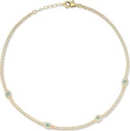 SPHERA MILANO Sterling Silver & CZ Evil Eye Anklet